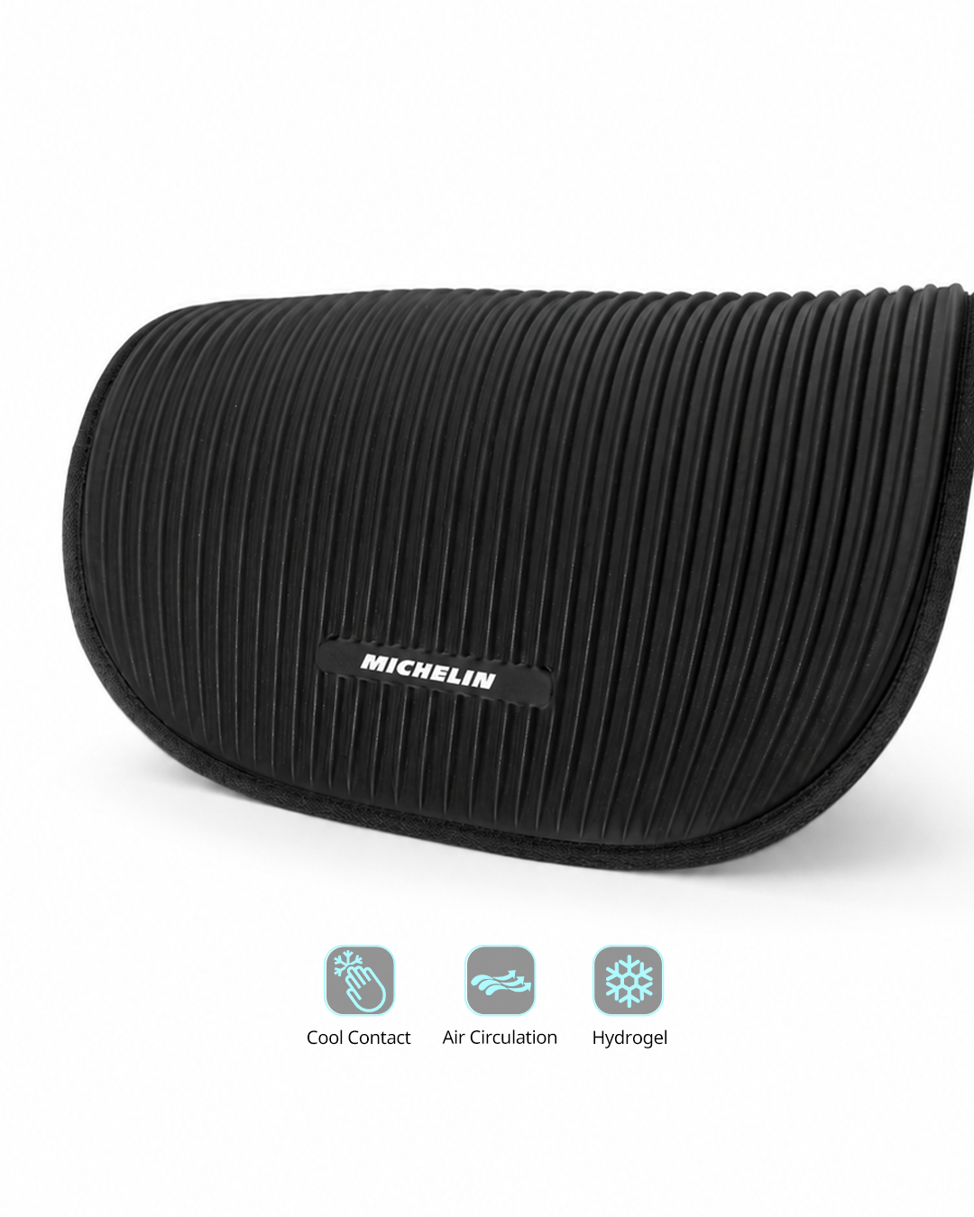 Cooling Gel Headrest & Lumbar Support - Midnight Black